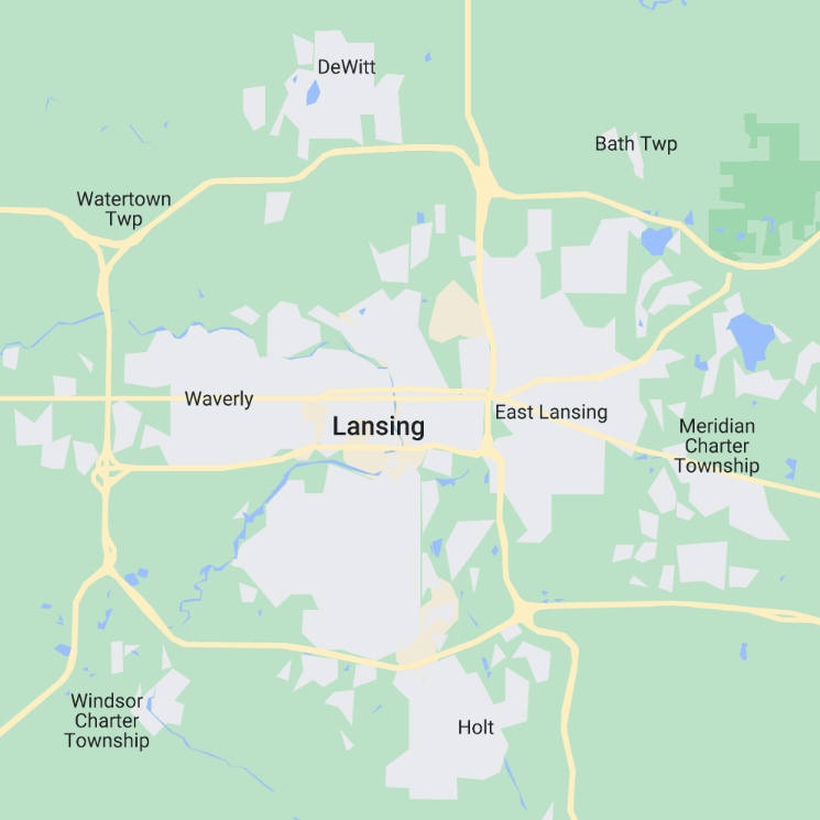 Map of the greater Lansing area