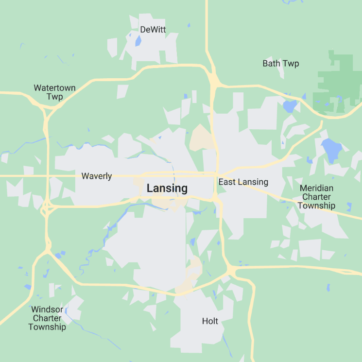 A map of Lansing, Michigan